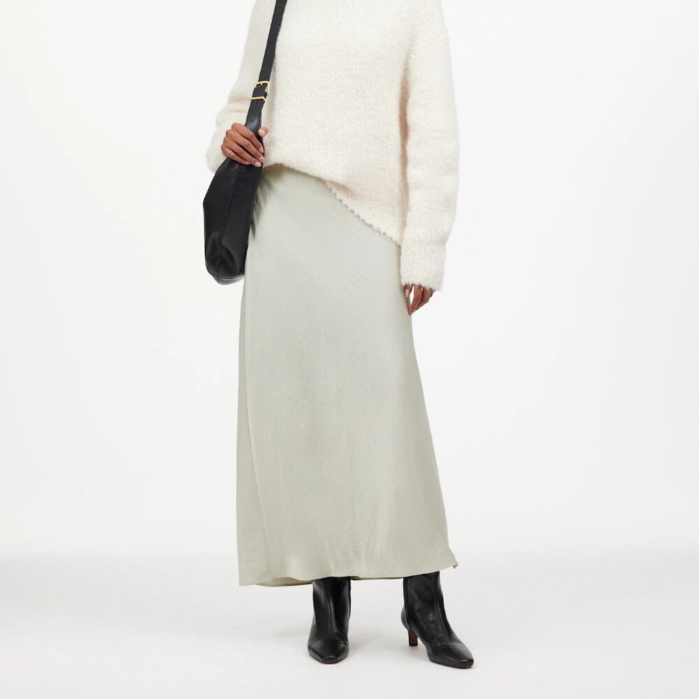 NWT Madewell Satin Maxi Slip Skirt in steel - 8